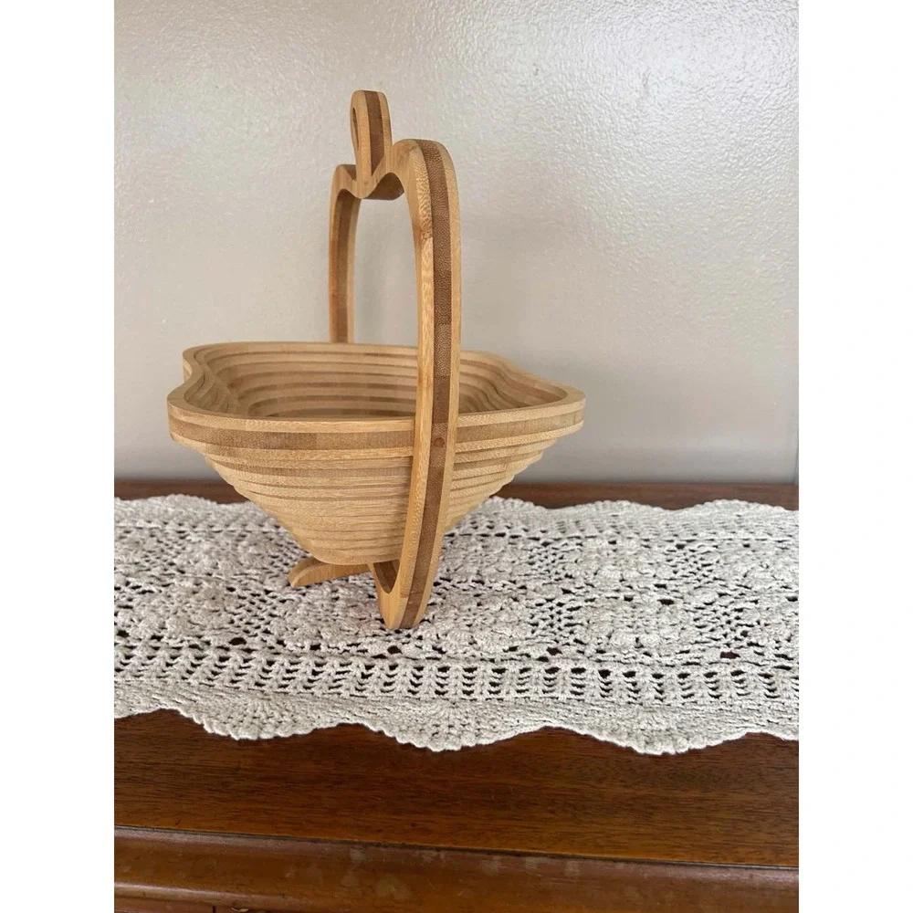 Bonnie & Pop Collapsible Wooden Fruit Bowl, Cutting Board, Trivet, Apple Shaped
